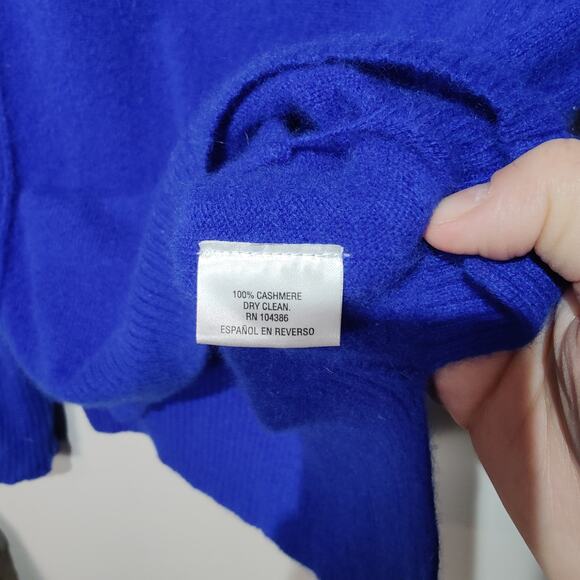 Maison Jules Women's Sz XS Royal Blue 100% Cashmere Sweater Soft Cozy Round Neck - Picture 4 of 5